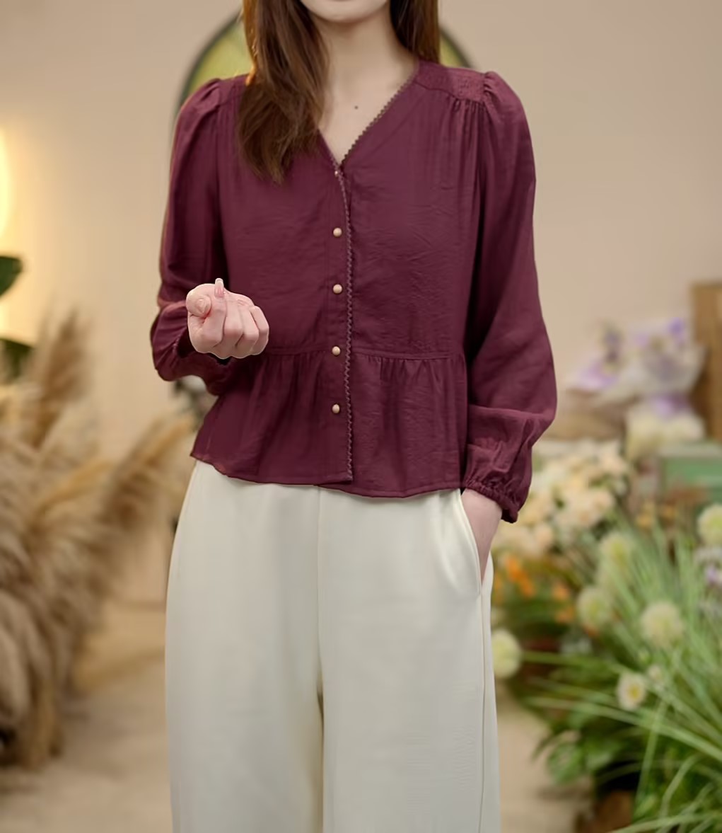 【SS】春季法式新款白衬衫女长袖高级感上衣polo领镂空小衫法式