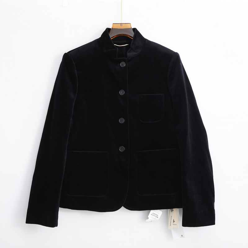 女立领保暖常规款厚款纯色短外套中国风大衣休闲V1869