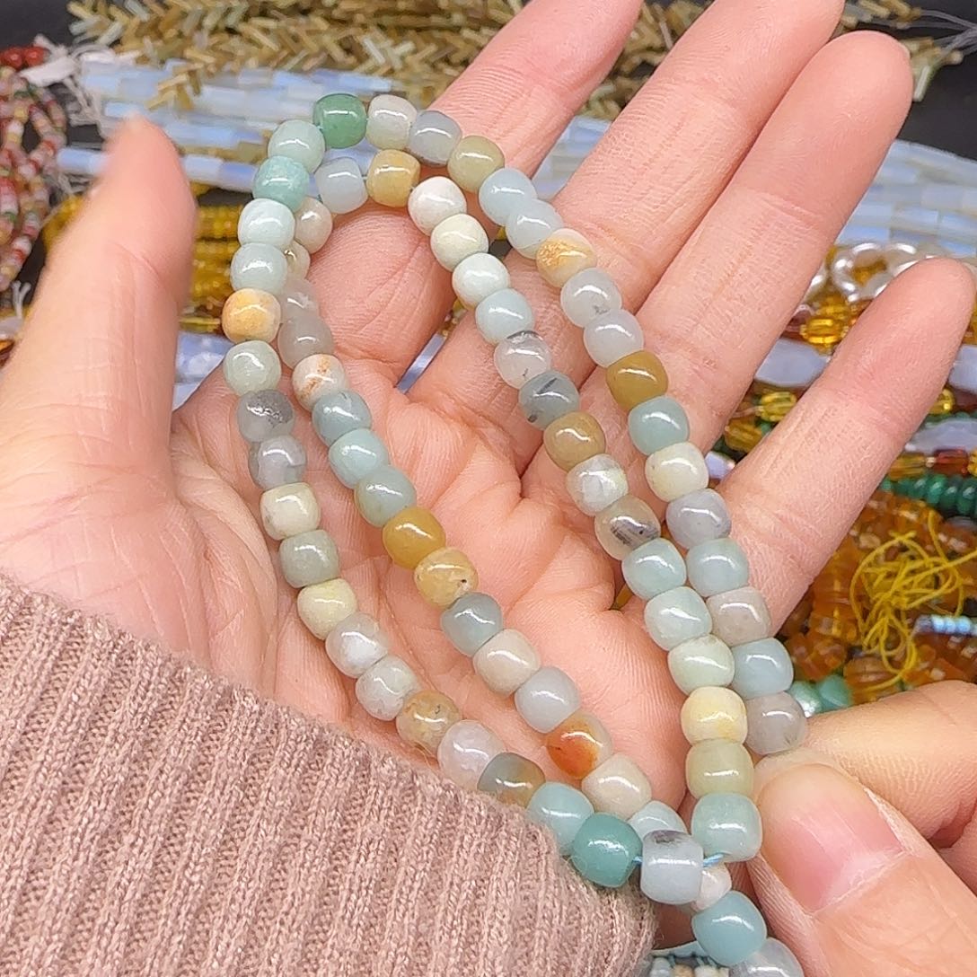 玛瑙/玉髓合金珠宝半成品亚马逊天河石6mm一条