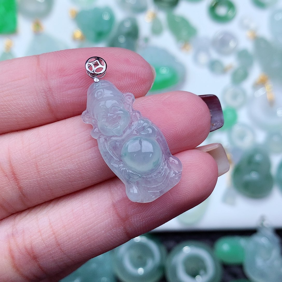 翡翠吊坠(不含链)18K金镶嵌