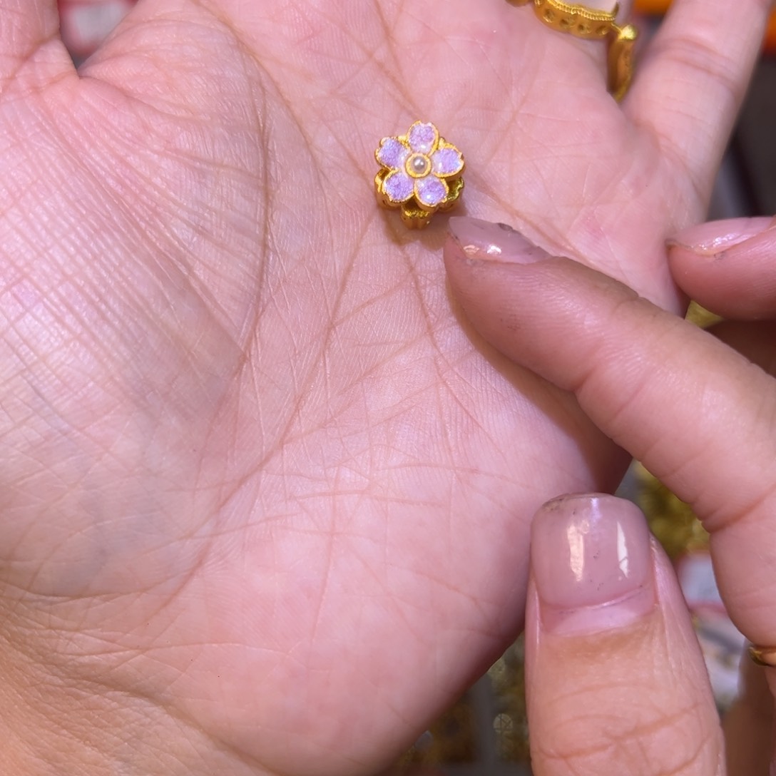 合金紫色会转花花1个