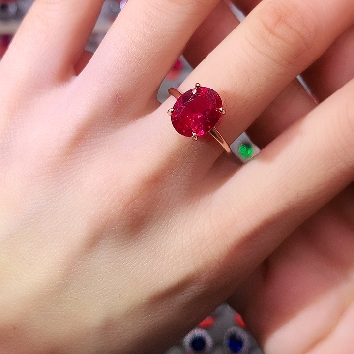 红宝石戒指银S925镶嵌