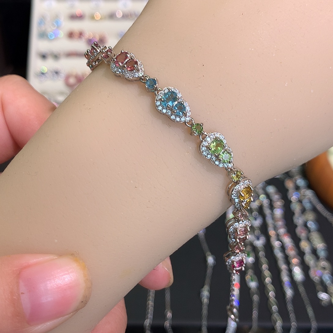 碧玺银S925镶嵌手链