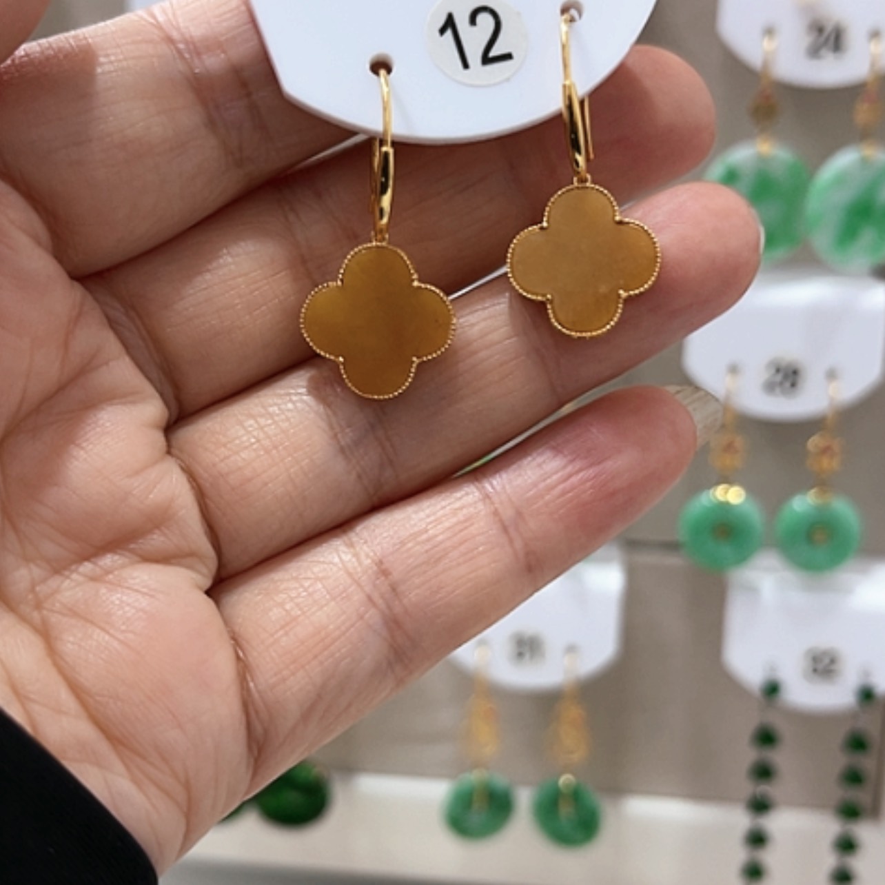 【闪购商品】翡翠耳饰18K金镶嵌翡翠耳坠