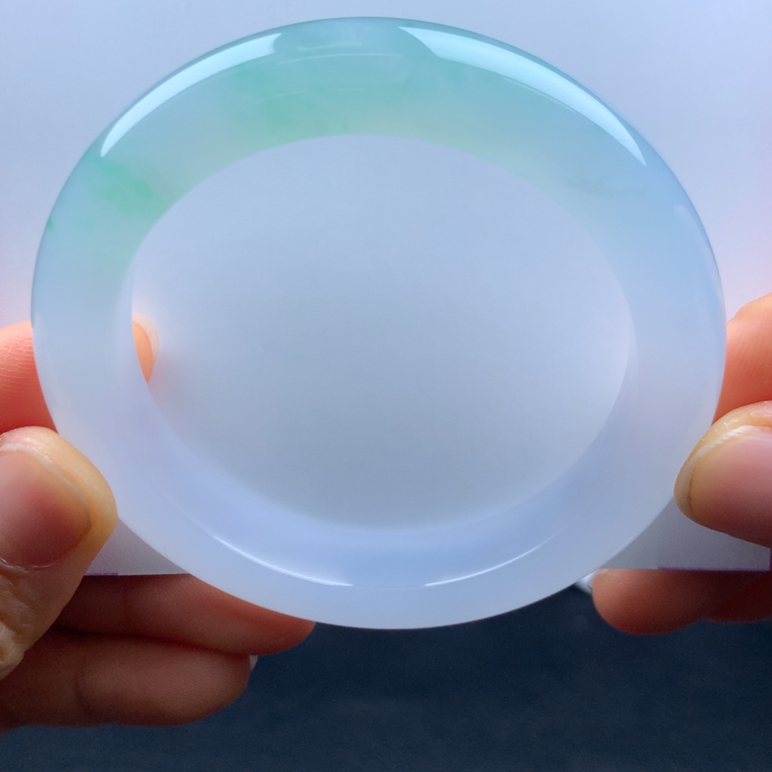 翡翠未镶嵌手镯冰透起光超级干净