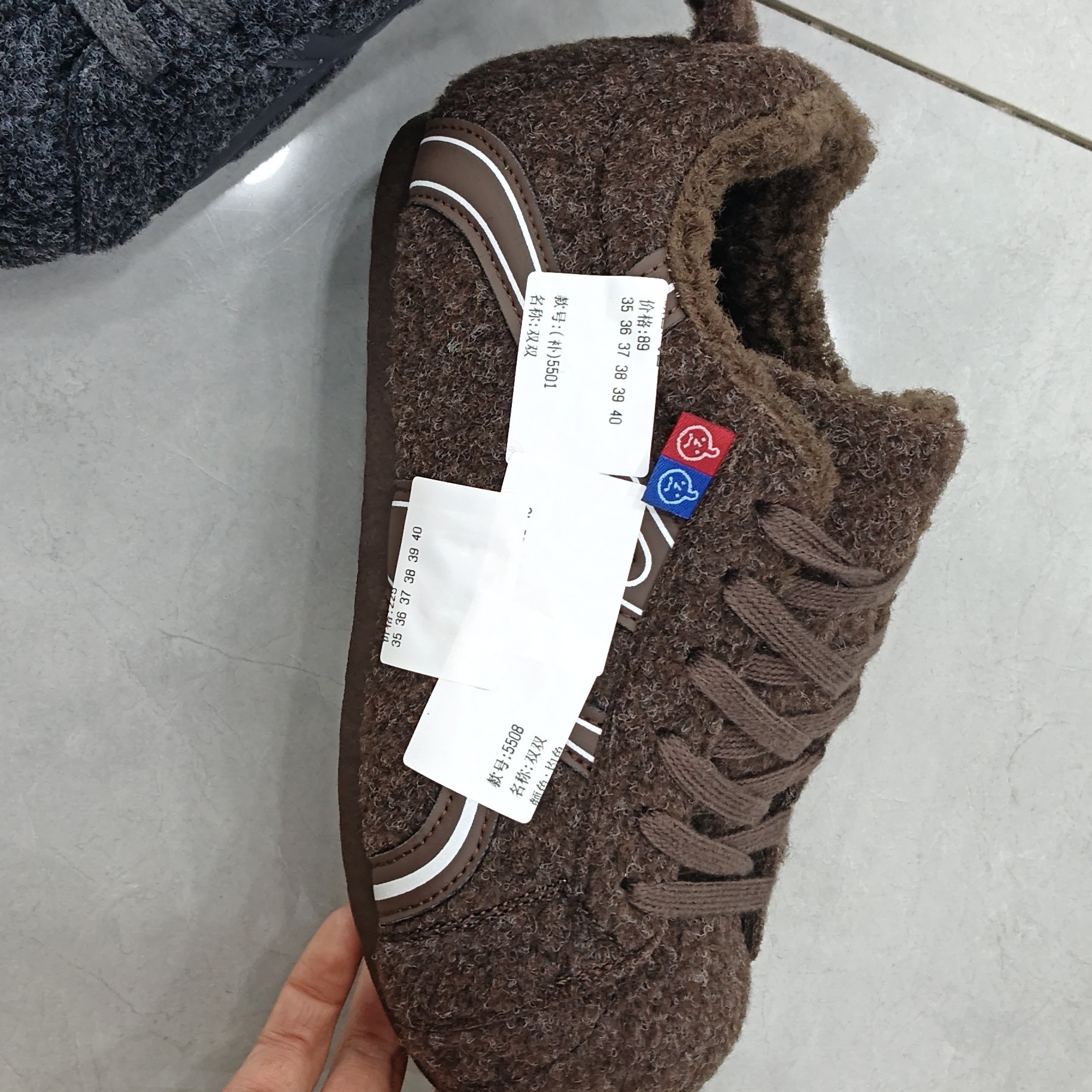 99W656丑萌德训鞋女复古加绒保暖二棉鞋休闲羊羔毛毛鞋冬季