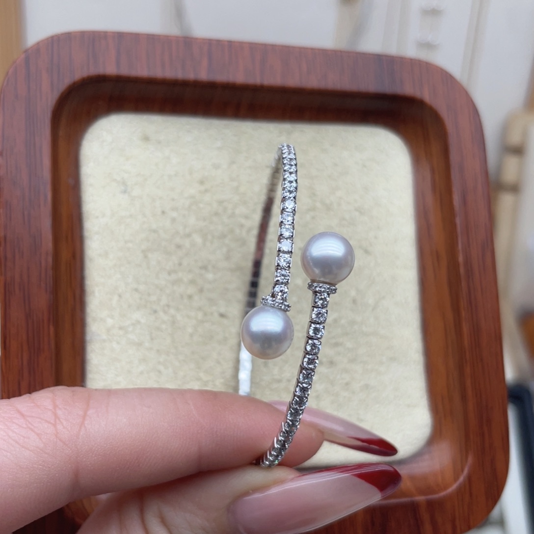 手镯银S925镶嵌海水珍珠X106