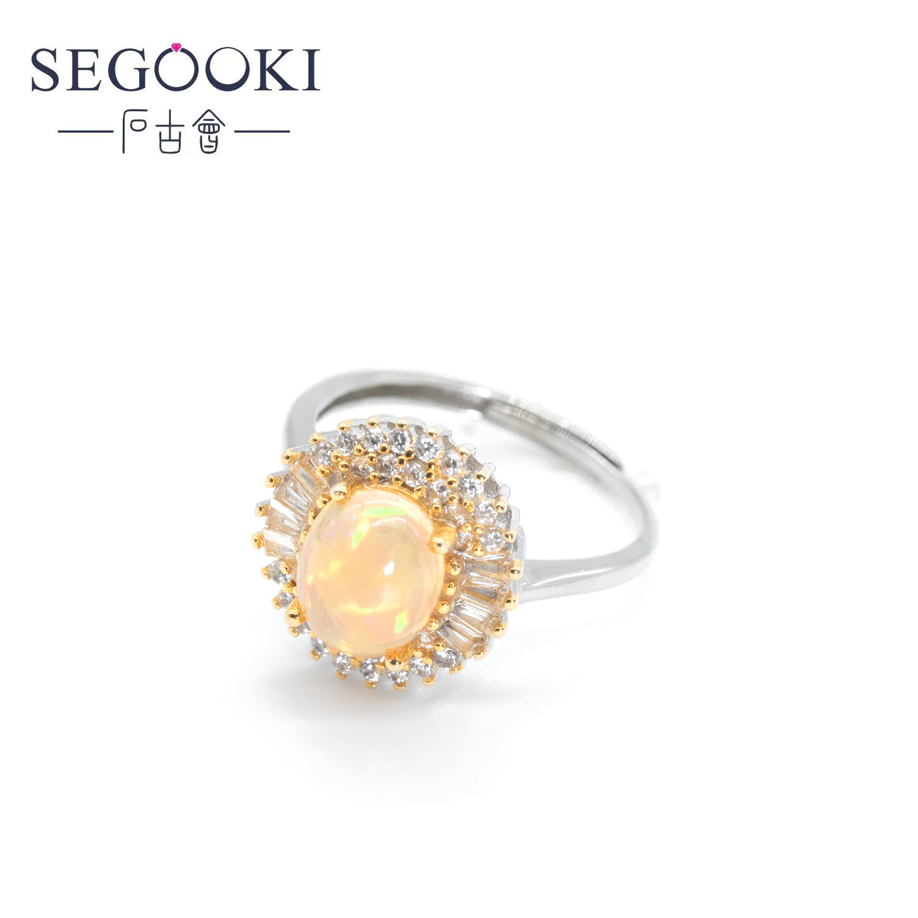 S925银欧泊戒指开口-OB002