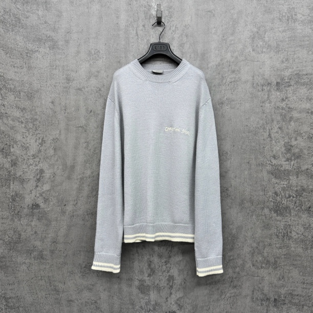 未使用 DIOR/迪奥 新款刺绣Logo螺纹羊驼毛毛衣/WK845/L码/宽松