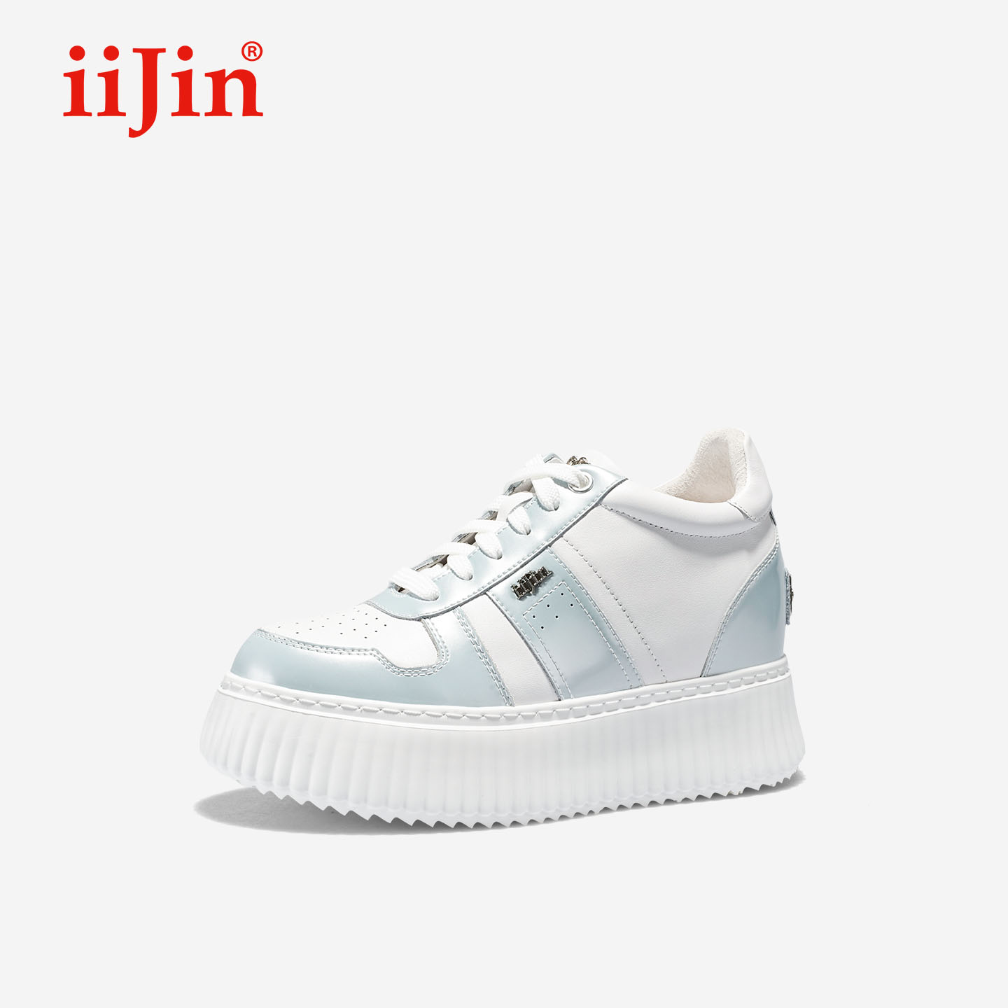 iiJin艾今25秋新品9cm厚底内增高超轻简约撞色休闲板鞋女254GNP