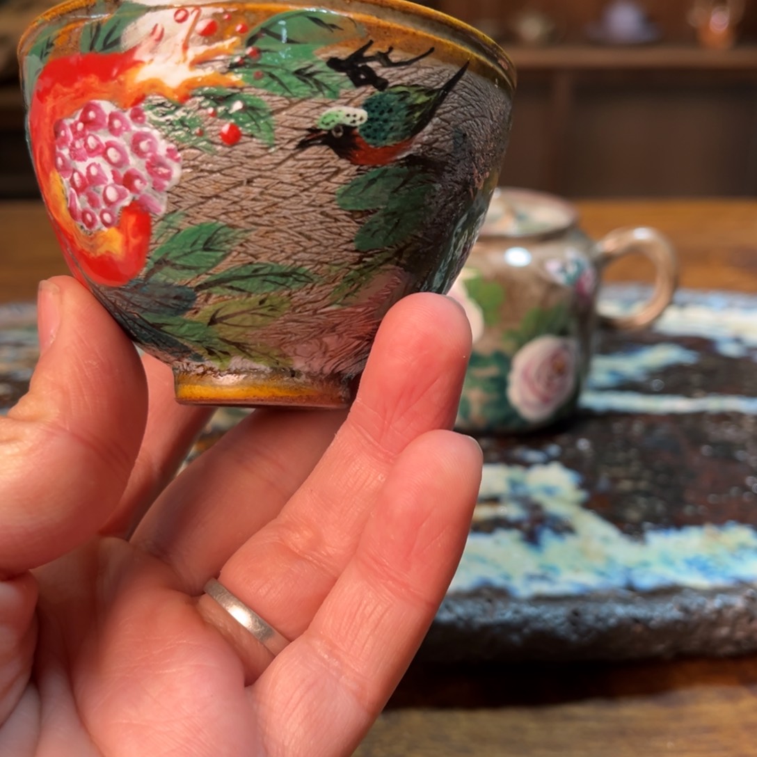 杯柴烧手工手绘陶瓷