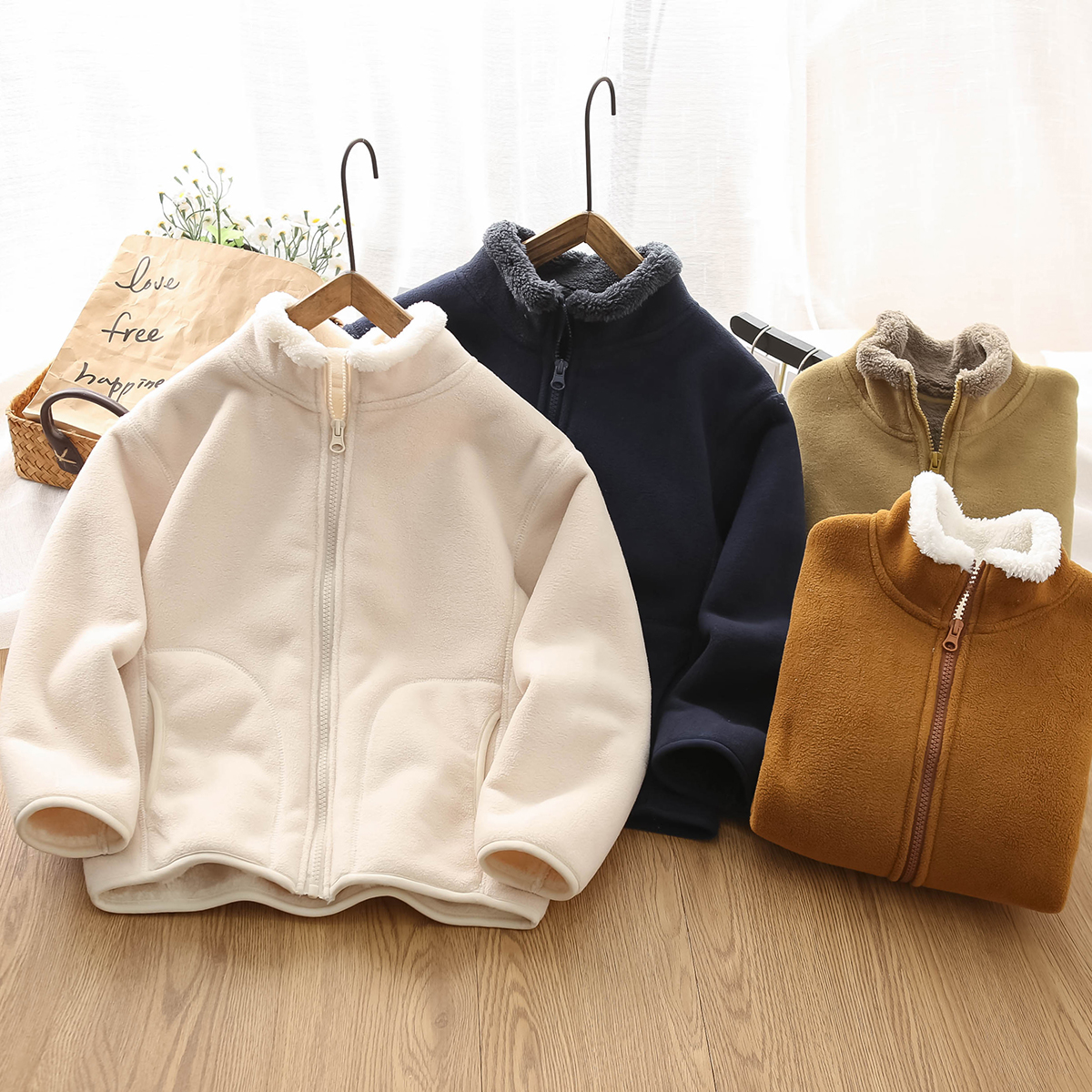 男童加绒外套2025冬季新款儿童加厚保暖拉链衫中大童双面绒上衣