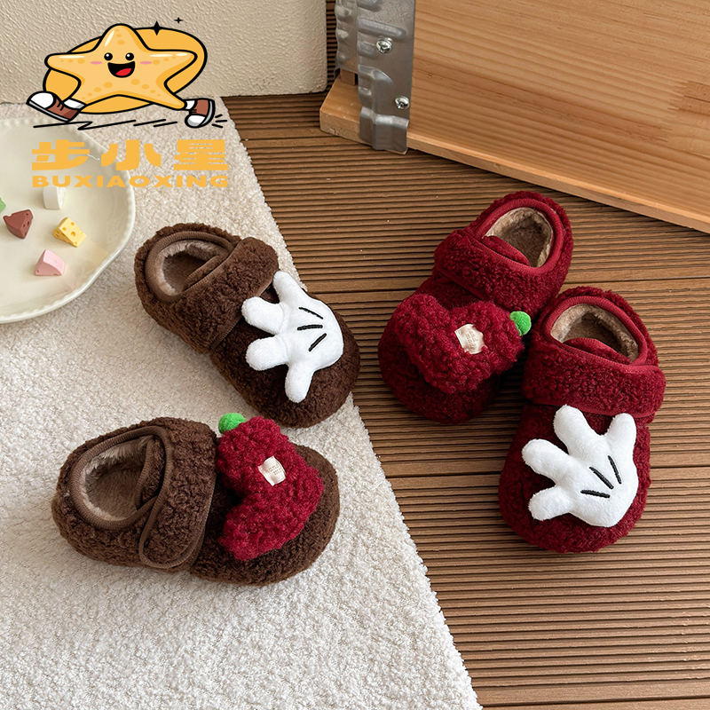 韩版女童毛毛鞋2025冬季新款卡通包根加绒保暖软底防滑女童棉鞋