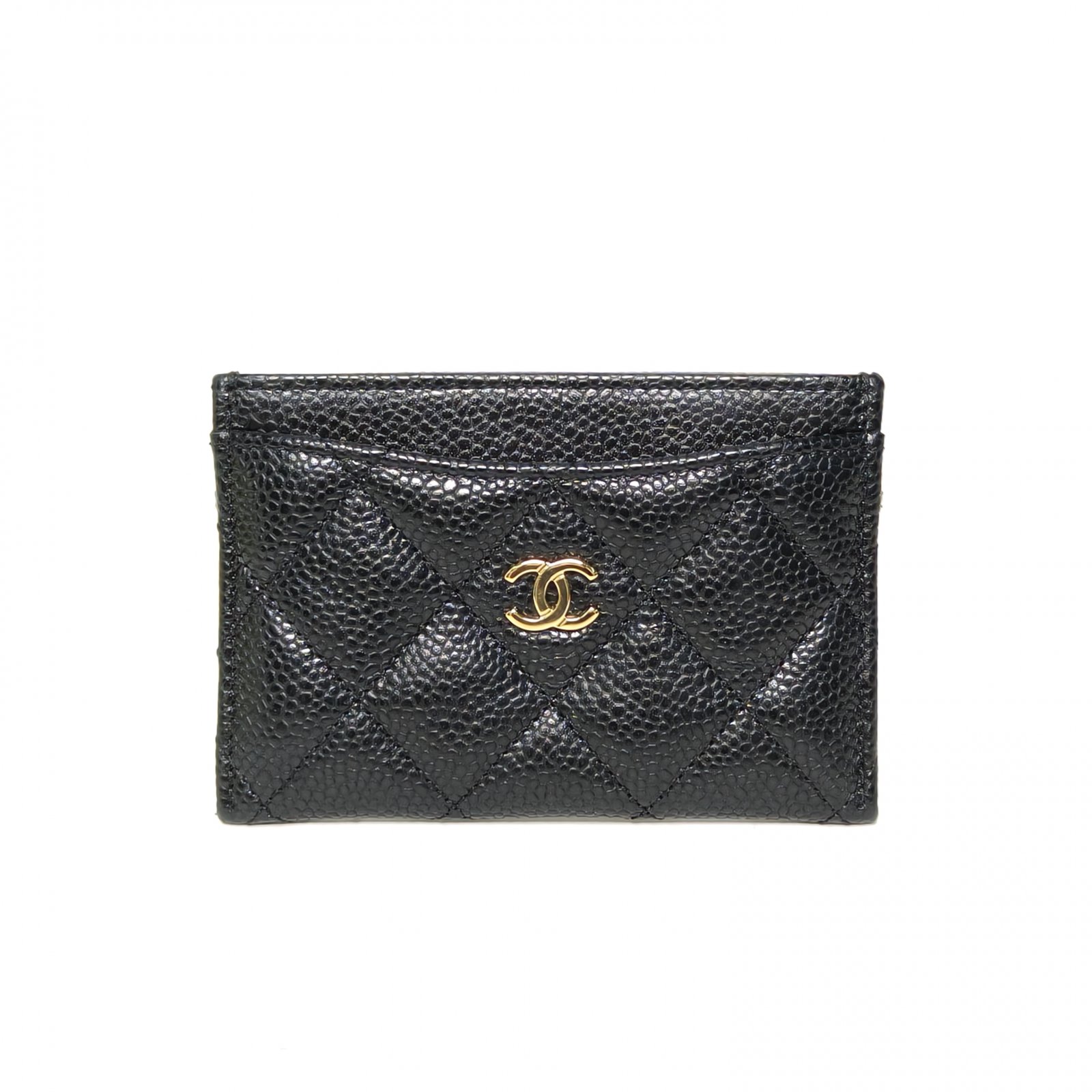 99新 Chanel/香奈儿 【双双】CF 敞口卡包 11cm 镭射标 金扣 