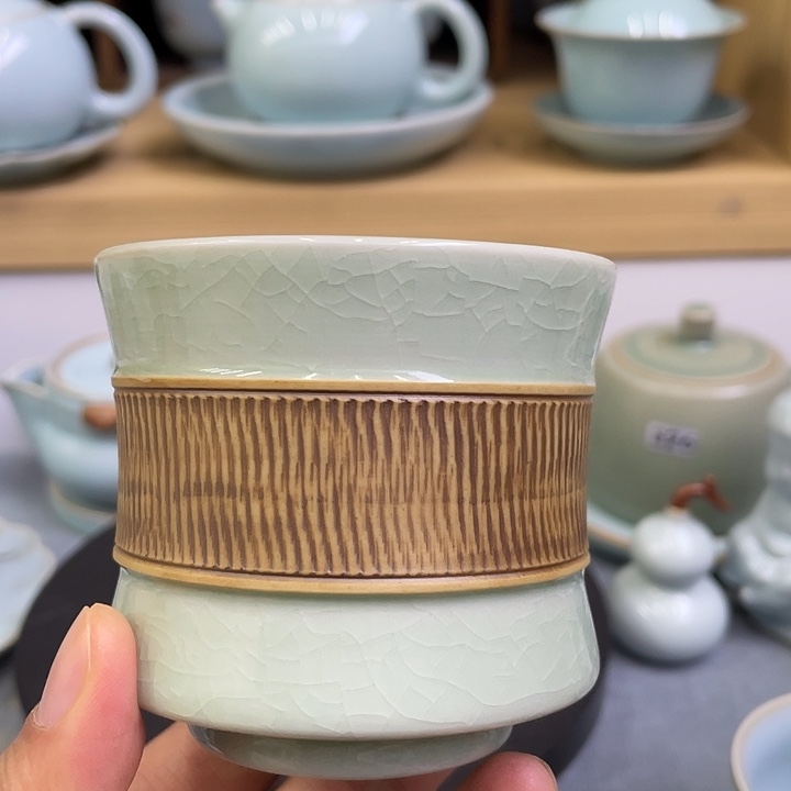 杯子陶瓷豆绿重工杯