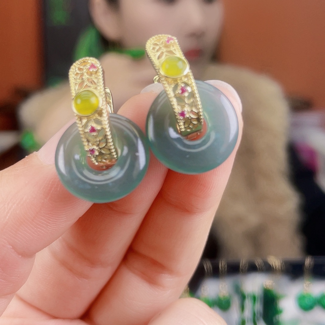 翡翠未镶嵌耳饰饰品