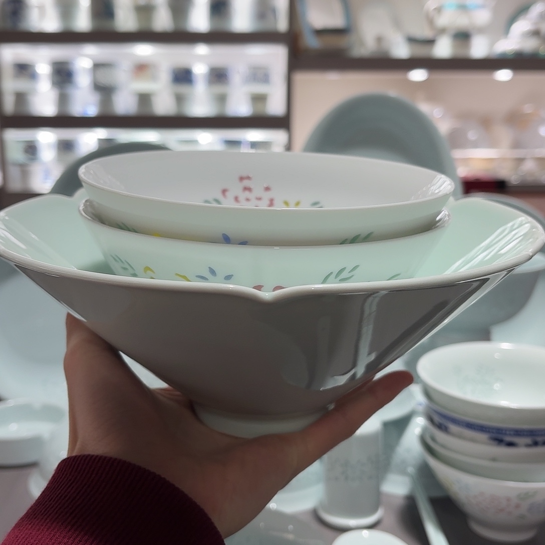 安***静陶瓷九寸汤碗一个加五彩两个