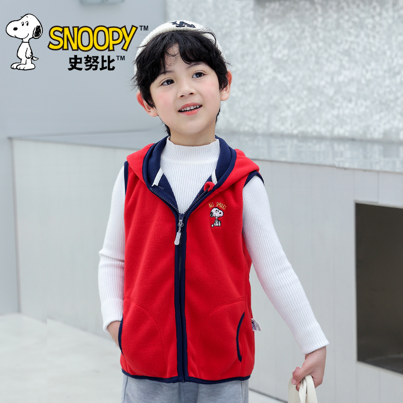儿童马甲男童春秋连帽摇粒绒2024新款男孩洋气女童马夹外穿坎肩潮