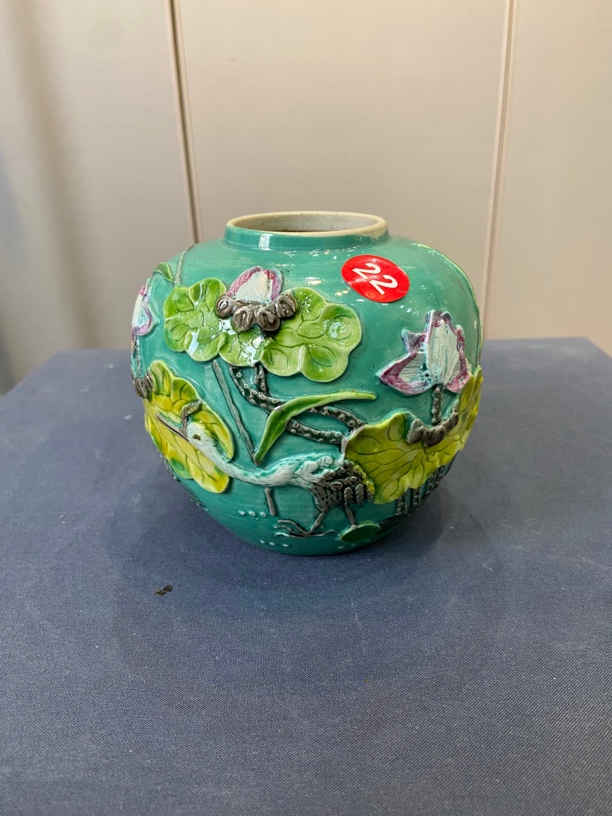 现代工艺品，粉彩堆塑