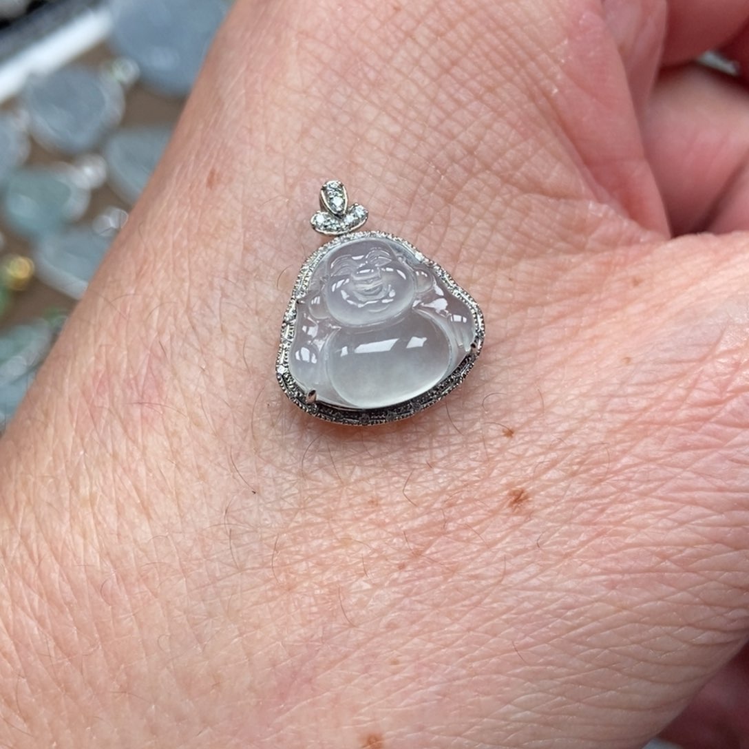 翡翠颈饰18K金镶嵌佛公