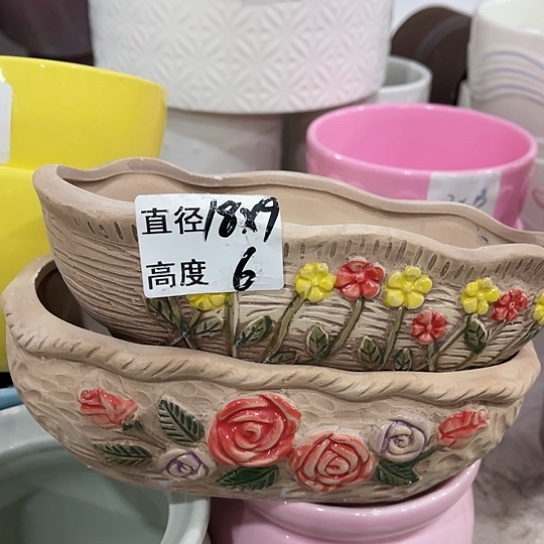 多肉绿植陶瓷花盆9.9包邮，有孔