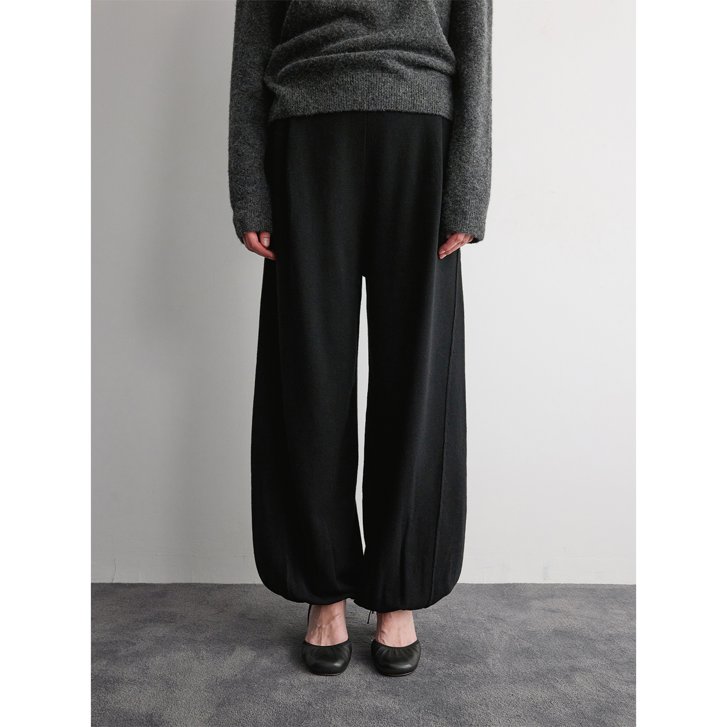 RandomPiece25冬新 超细羊毛混纺腰部打褶修身设计休闲羊毛灯笼裤