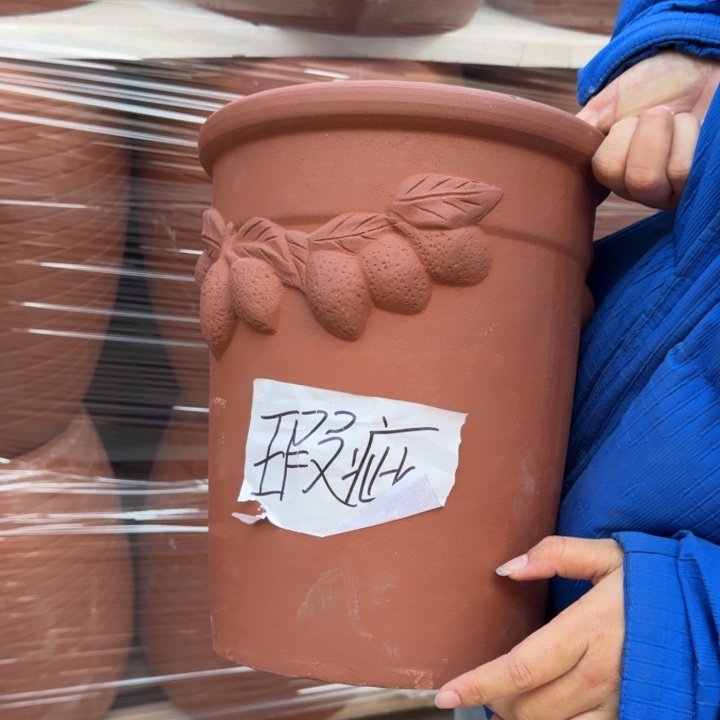 紫砂花盆口25高31宜兴紫砂底部瑕疵