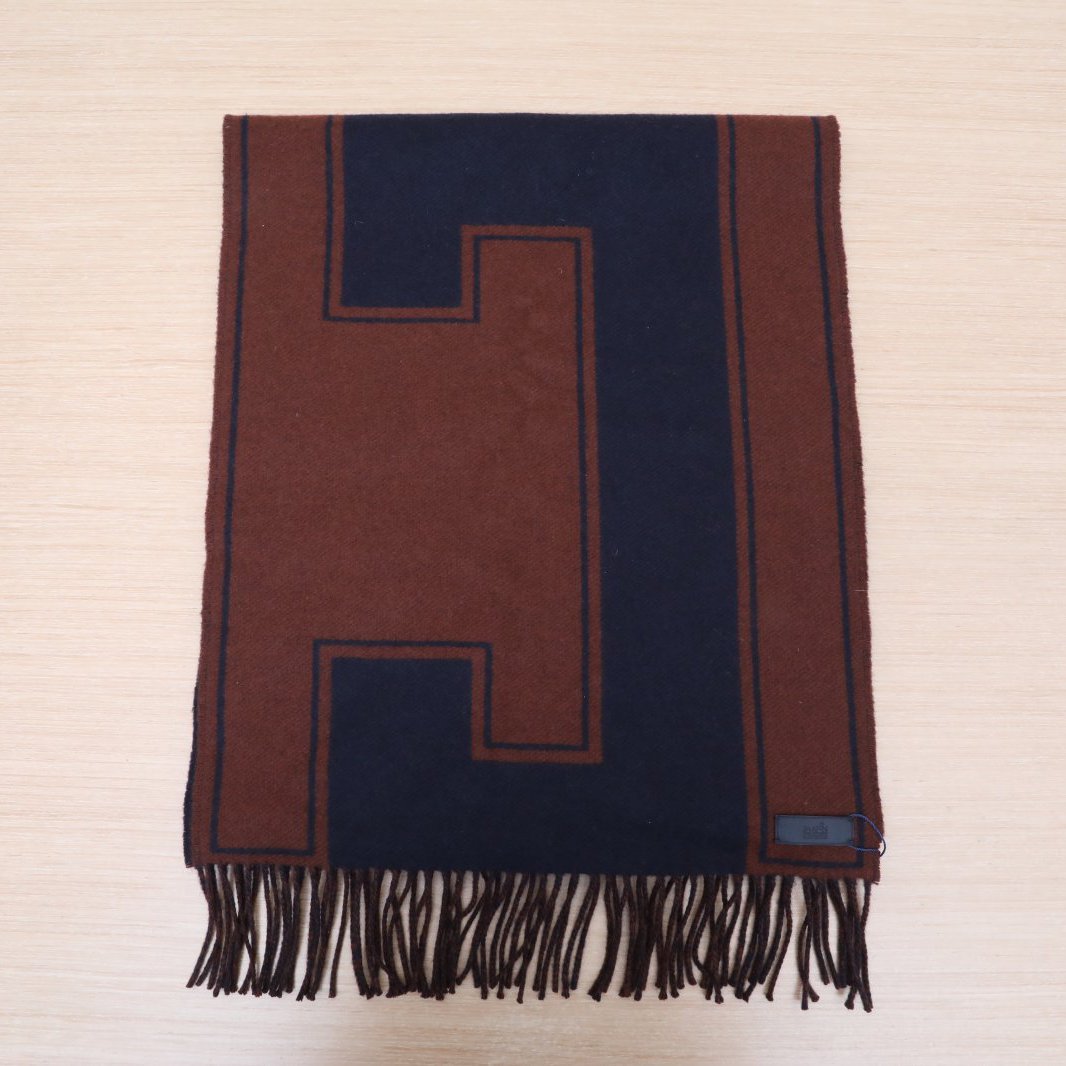 99新 Hermes/爱马仕 活动XF【小花念念】 HERMES 羊绒围巾 H字母