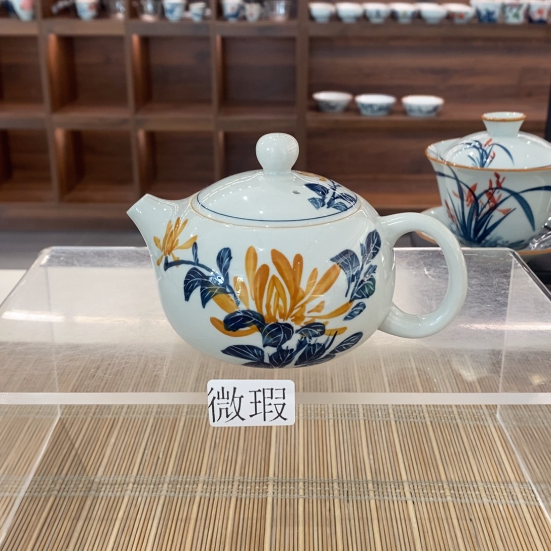釉下彩老陶泥手工绘制