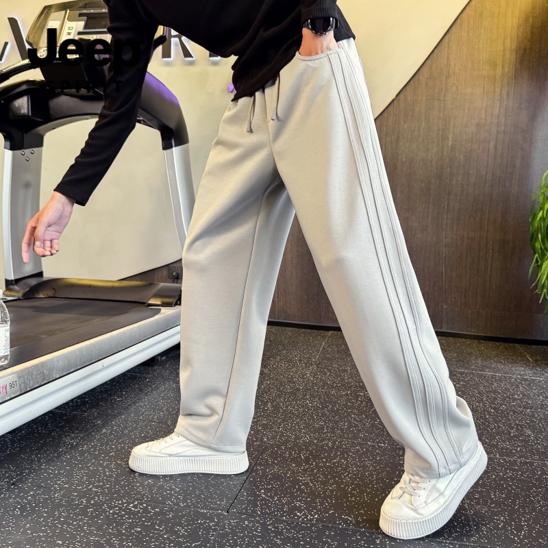 JEEP吉普直筒弯刀卫裤男秋冬季加绒加厚青年高级感痞帅运动休闲裤