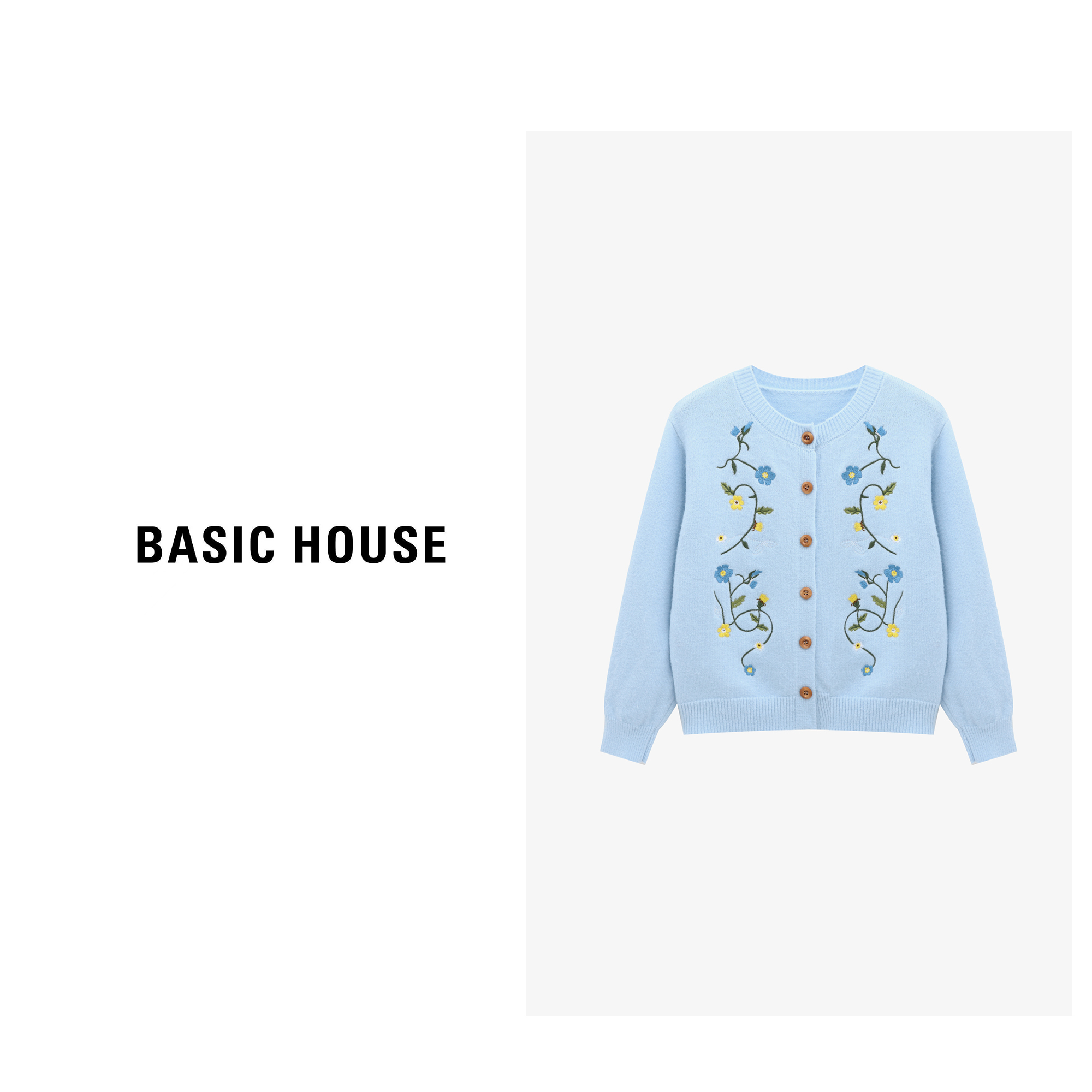 Basic House/百家好韩系慵懒风圆领长袖套头毛衣-B0625B5MYX2