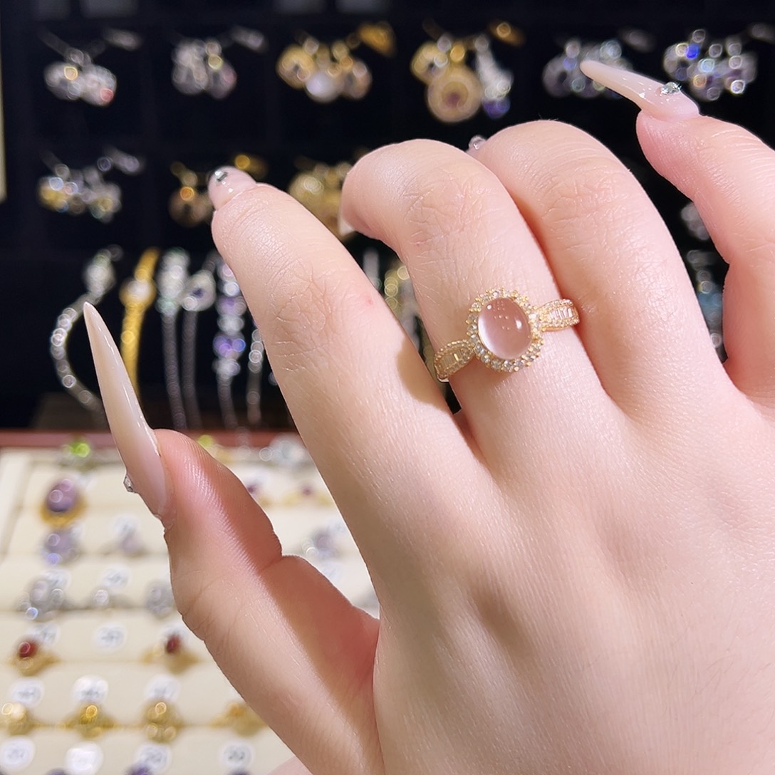 韩****银S925镶嵌戒指水晶