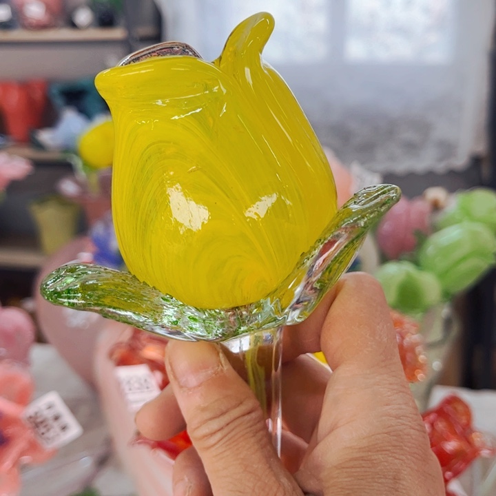 琉璃黄色玫瑰，花瓶摆件家悦