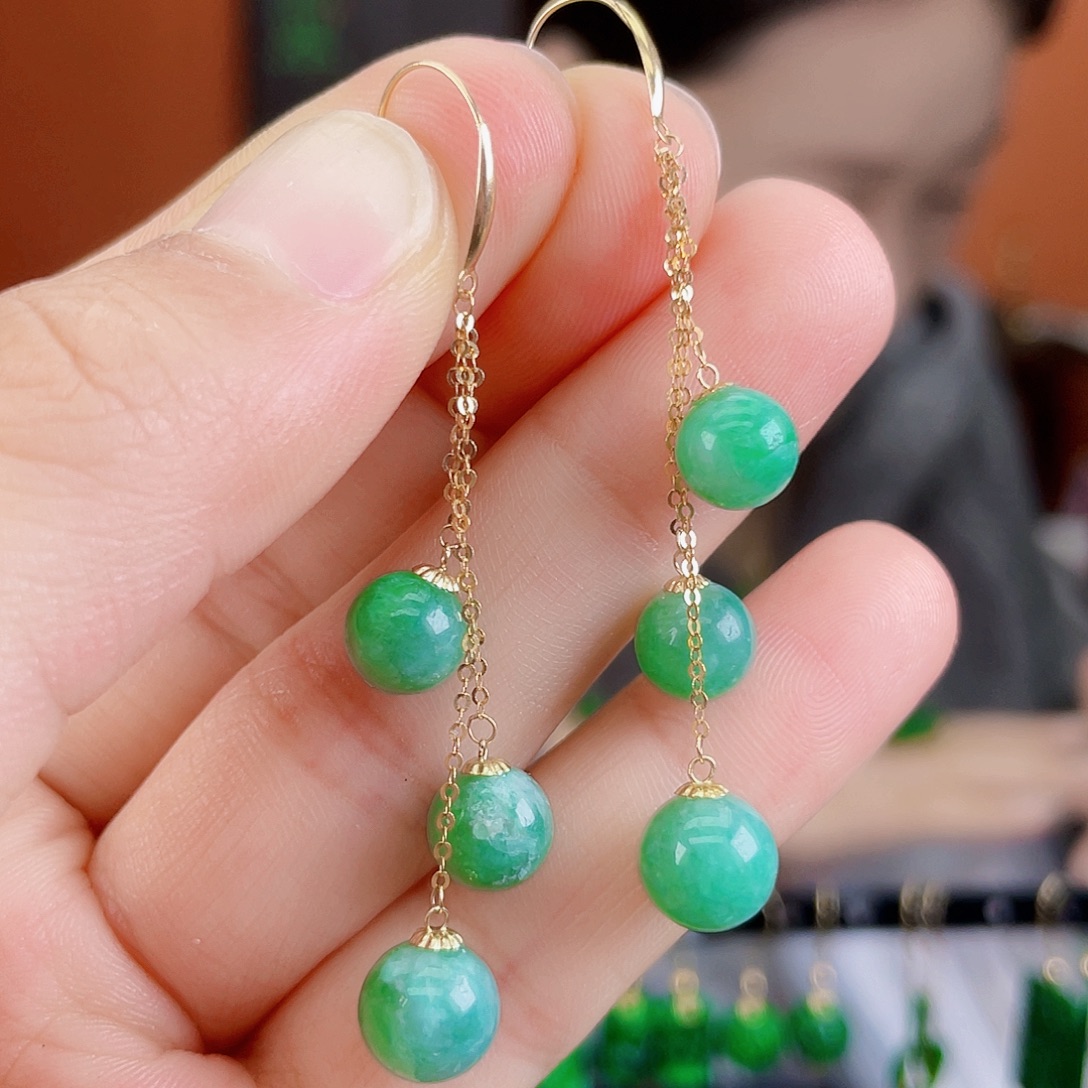 翡翠18K金镶嵌耳饰