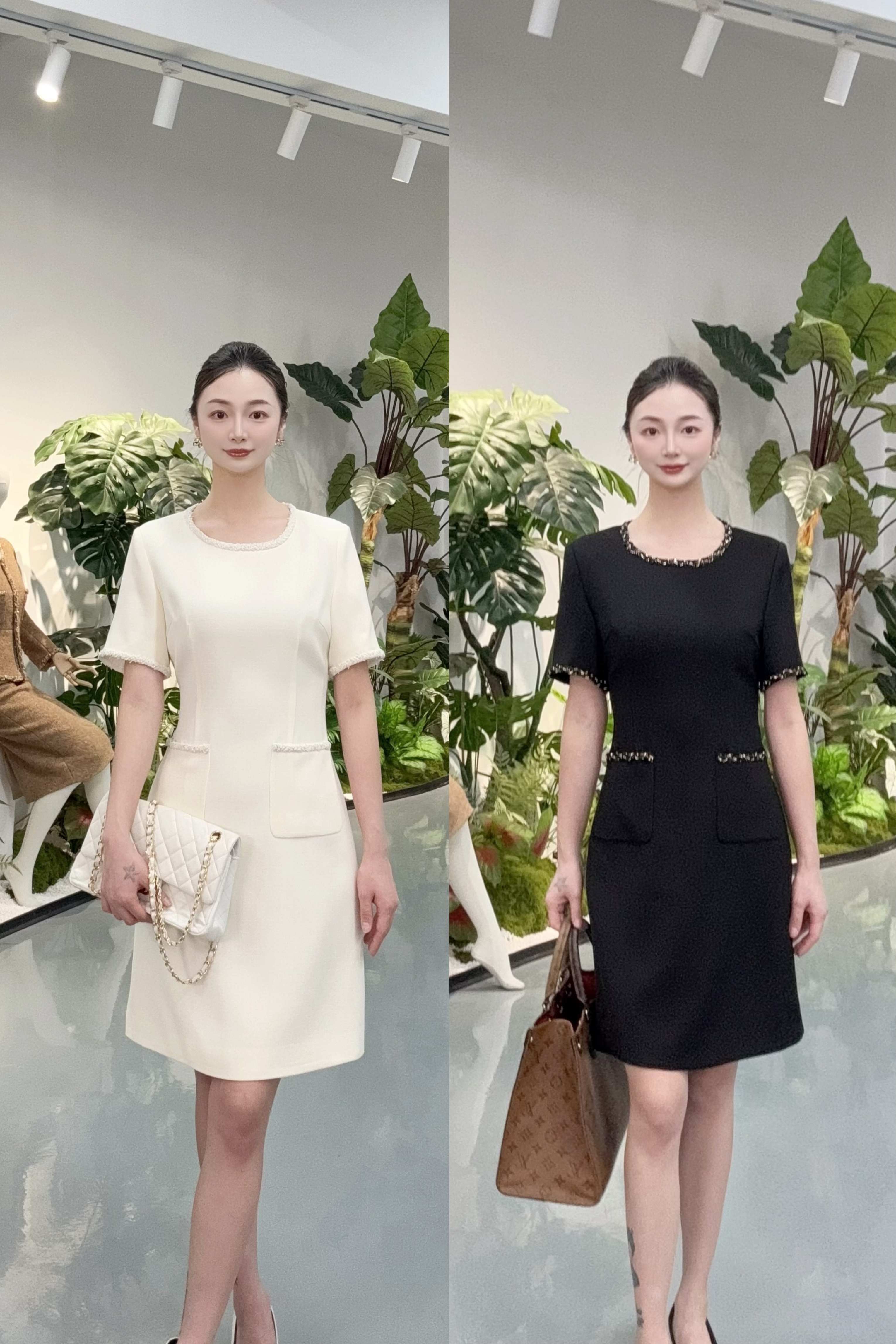 剀剀莉（女神裙圆领）夏季新款醋酸高定精致减龄显瘦显白小香连衣裙