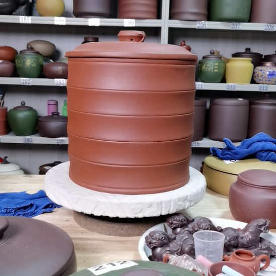 紫砂茶叶罐清水红泥八饼装茶叶罐202