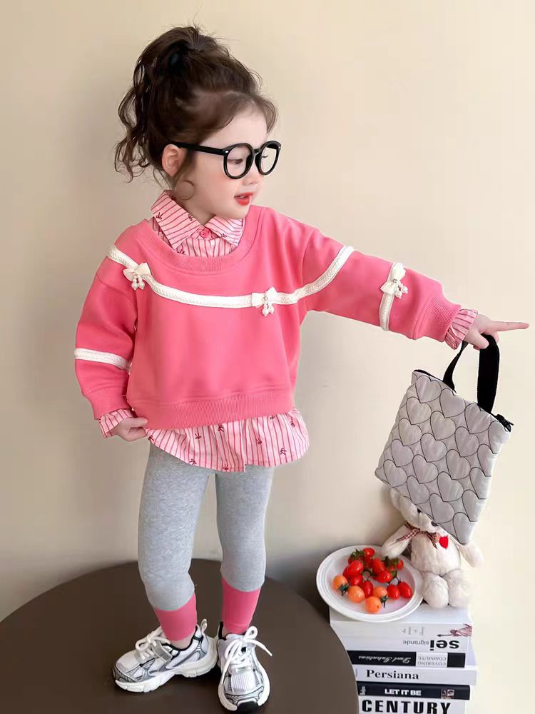 8636秋款新款儿童洋气时髦春装女宝宝卫衣打底裤两件套