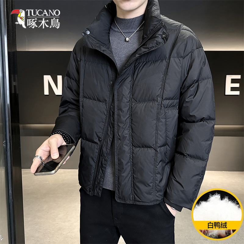 TUCANO/啄木鳥冬季时尚轻盈款翻领黑色羽绒服男保暖鸭绒外套1116