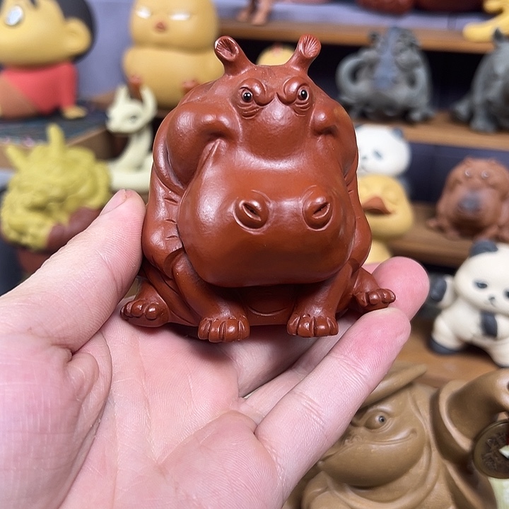 紫砂茶宠紫砂茶宠微瑕河马不退不换