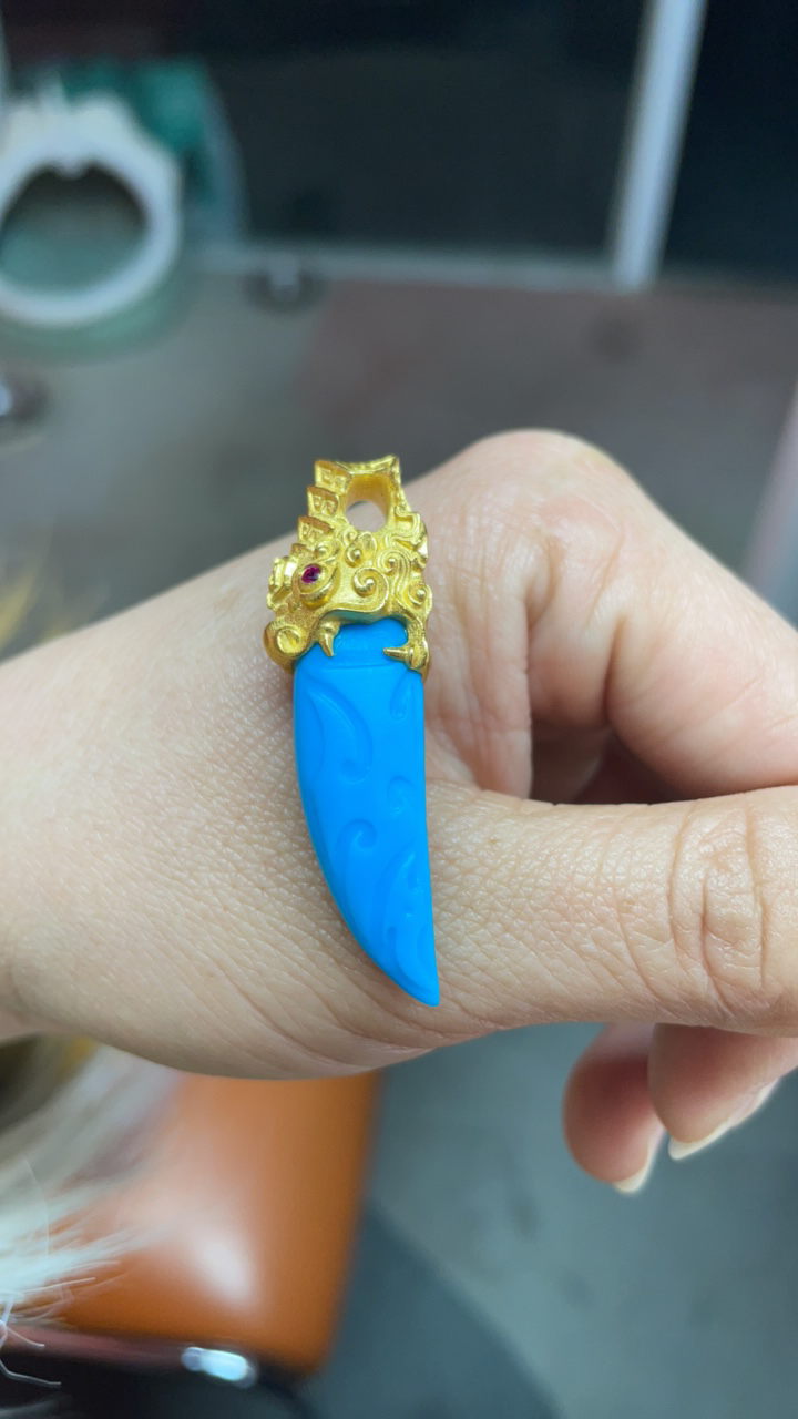 秒杀。绿松石暴力蓝摸金符18k
