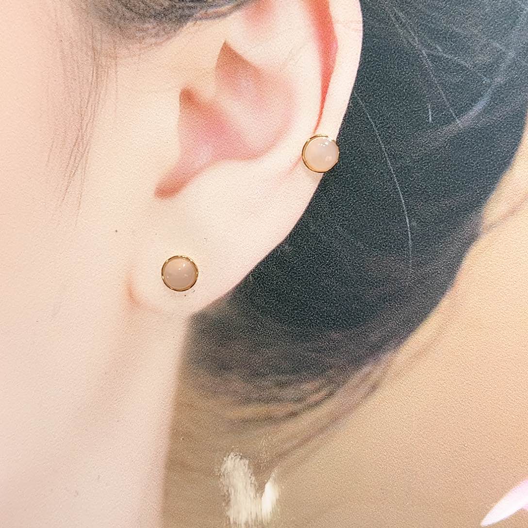 和田玉银S925镶嵌耳饰