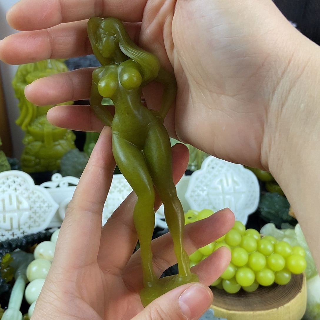 博***今蛇纹石玉合金手把