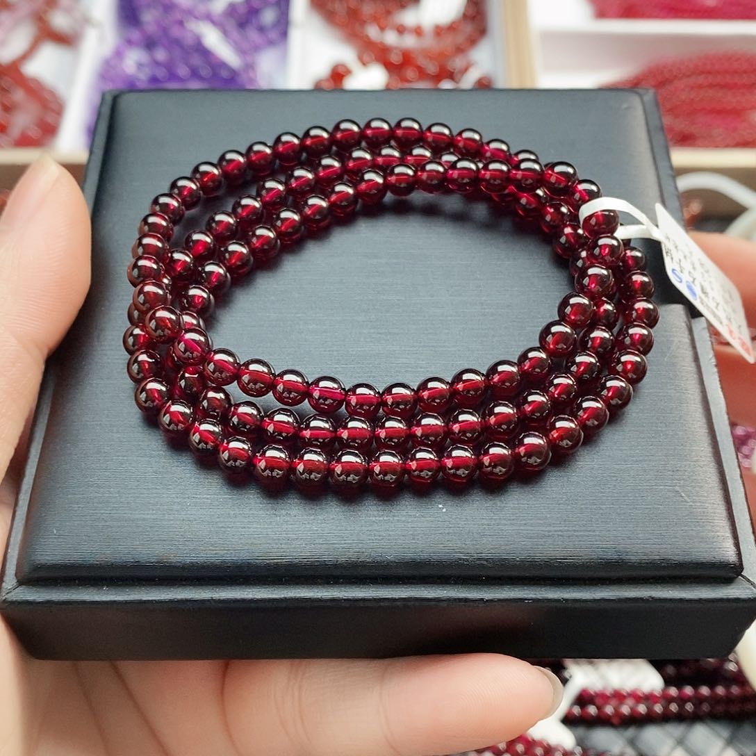 石榴石手链未镶嵌5.3mm老矿精品