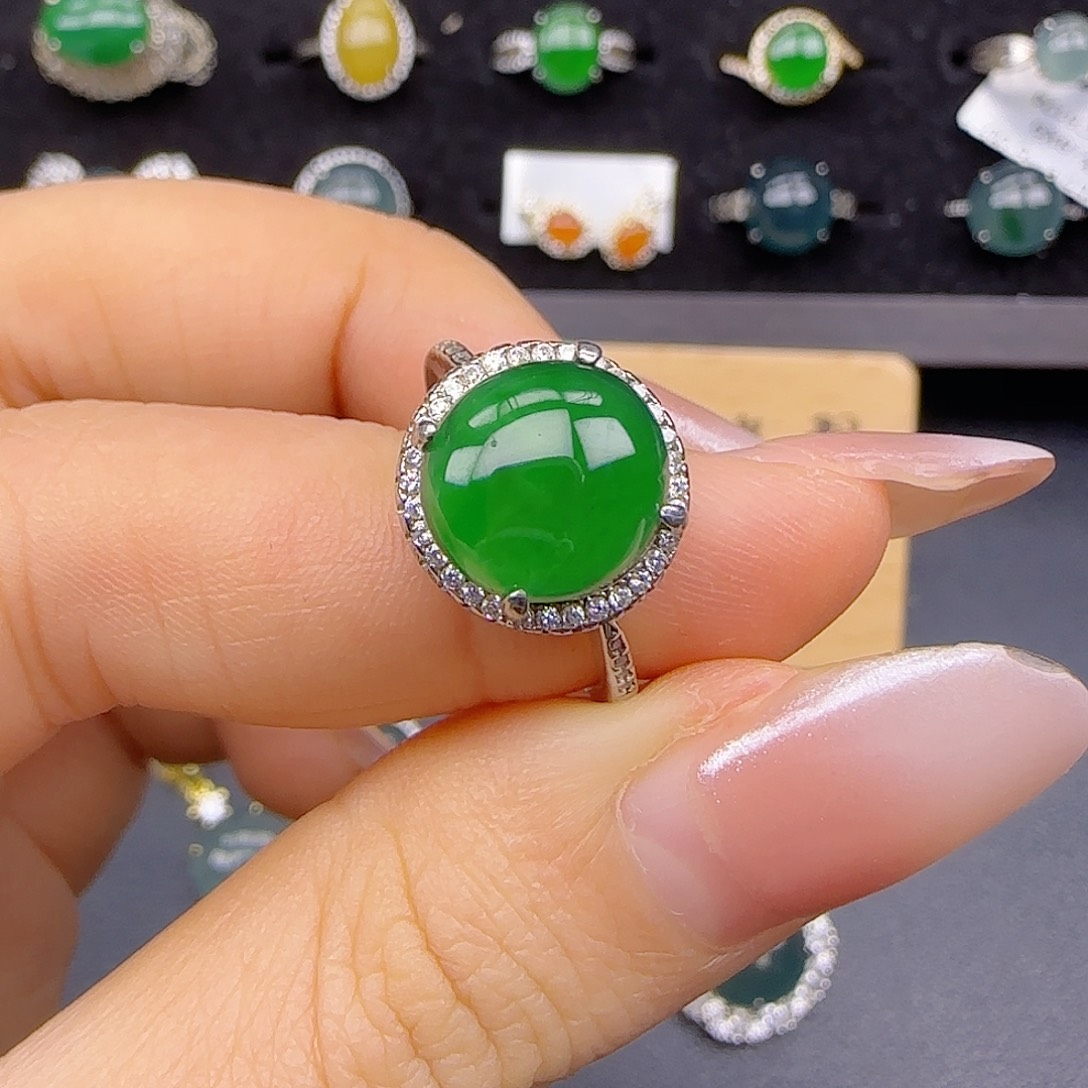 银S925镶嵌戒指翡翠