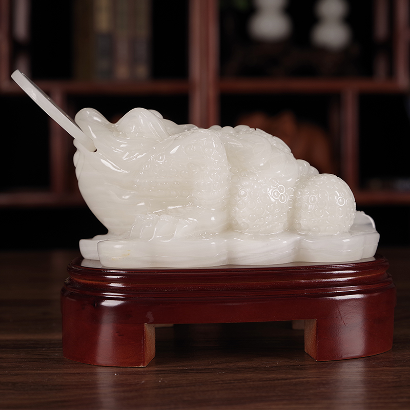 玉石金蟾摆件招财三足蟾蜍新店开业礼品家居客厅办公室装饰摆设品