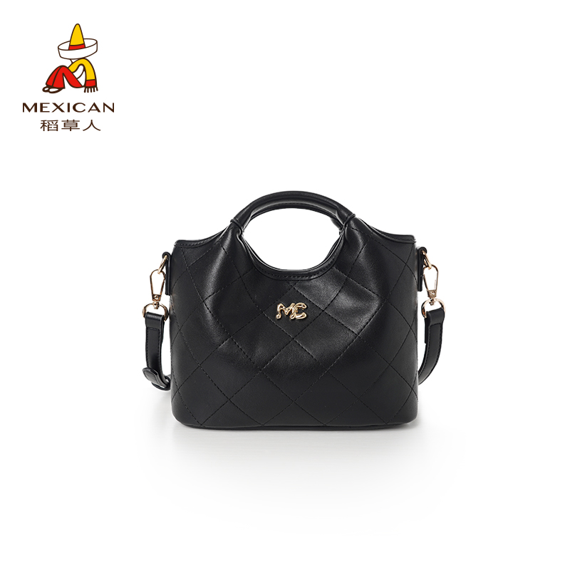 Mexican/稻草人2025稻草人春季新款时尚轻奢菱格纹单肩斜挎水桶包