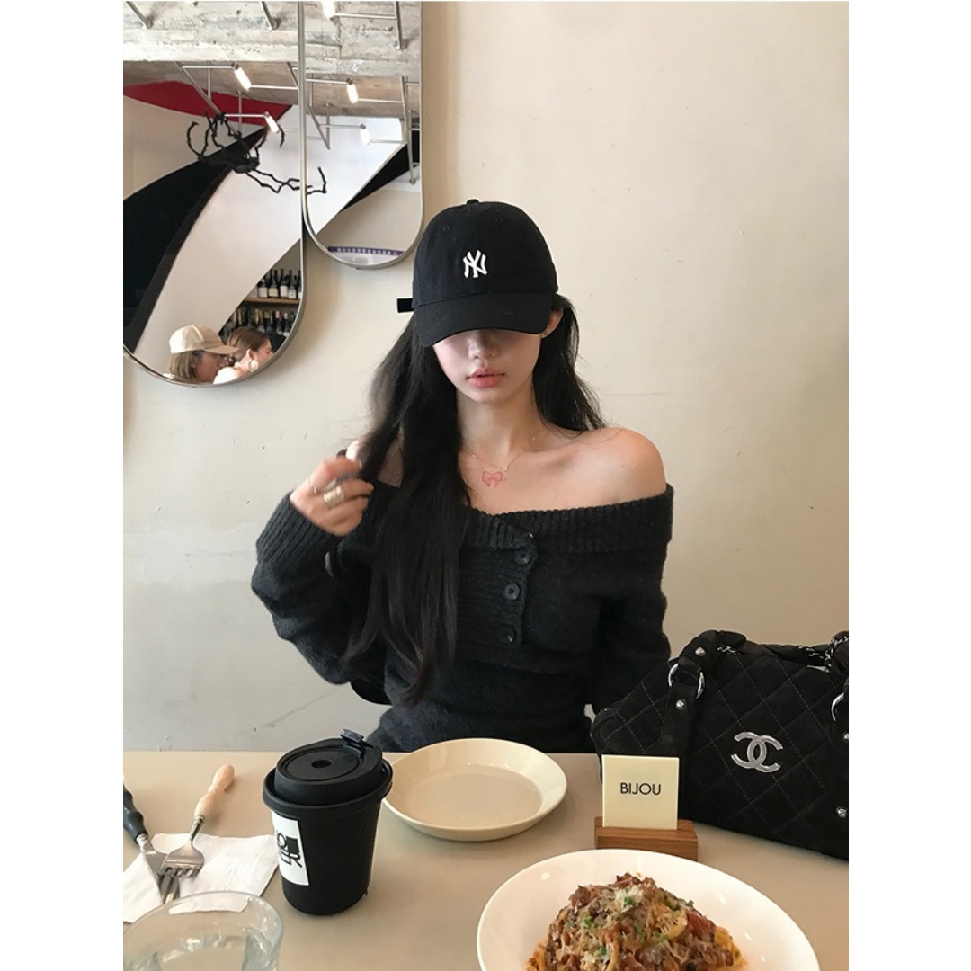 【高智姐姐】韩系气质一字肩羊毛针织衫露肩毛衣上衣23101#