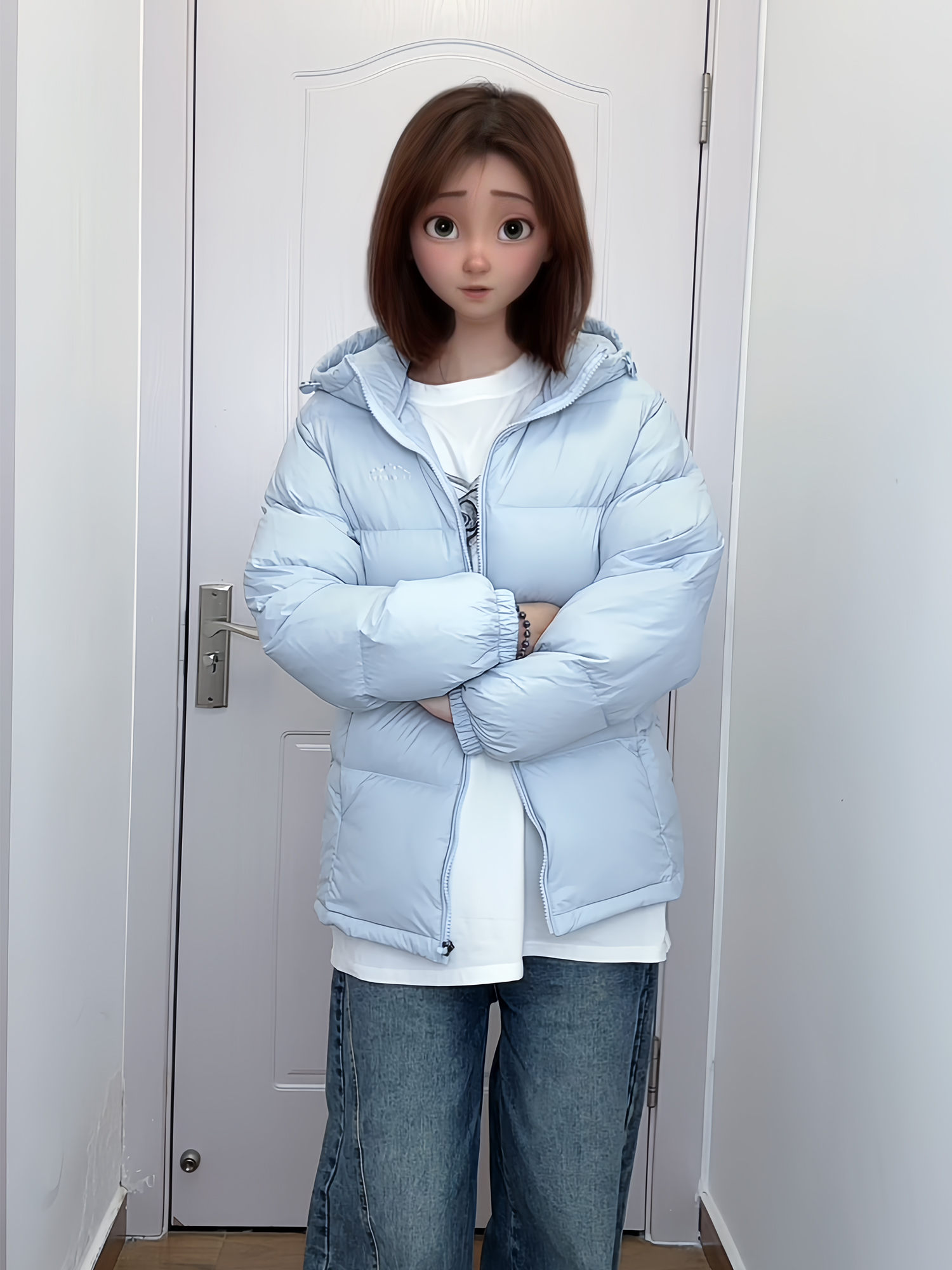 【涵羽甄选】冬季新款90白鸭绒羽绒服女短款加厚保暖情侣外套