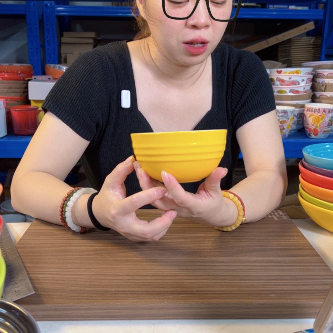 陶瓷落日黄米饭碗