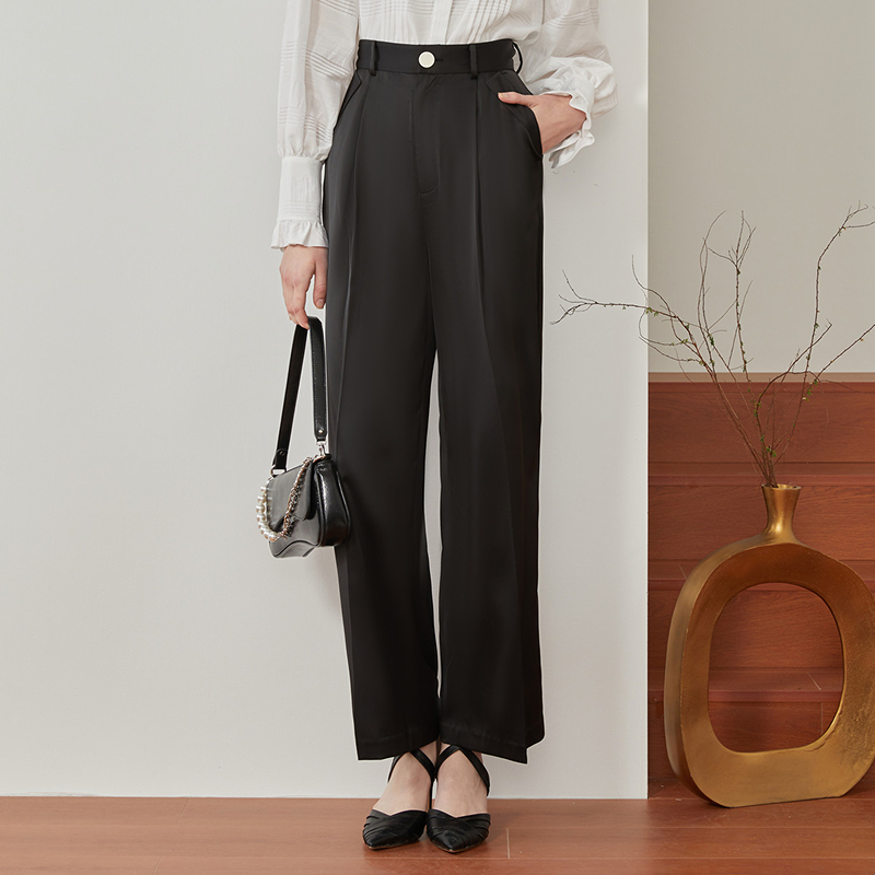 【诗语专属】恩曼琳春夏新品显瘦休闲西裤直筒阔腿裤坠感WANDBA28